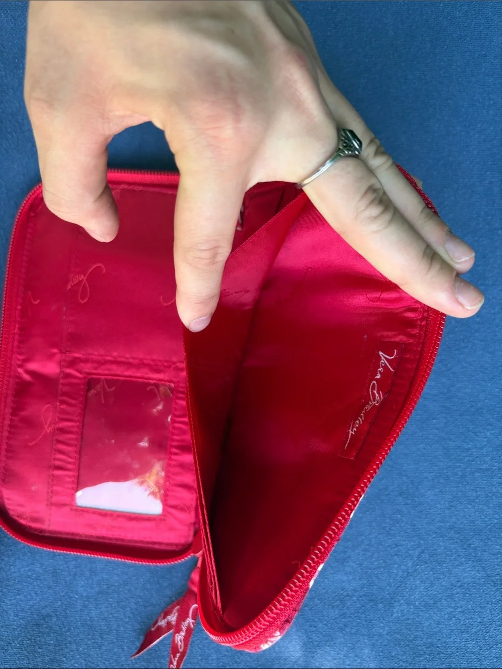 Vera Bradley Red Quilted Zip Wallet with Black Paisley Accent - Picture 6 of 12